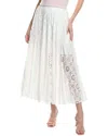 Rebecca Taylor Geo Eyelet Pleated Maxi Skirt In White