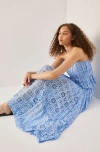 Rebecca Taylor Geo Eyelet Pleated Skirt In Bluebird