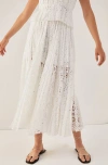 Rebecca Taylor Geo Eyelet Pleated Skirt In Milk