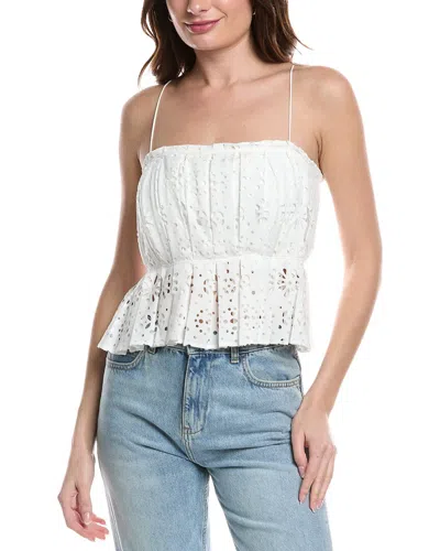 Rebecca Taylor Geo Eyelet Pleated Tank In White