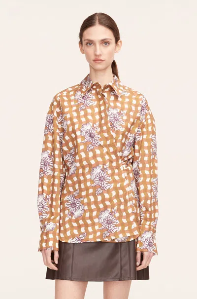 Rebecca Taylor Gingham Daisy Button Down In Brown