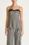 Rebecca Taylor Gingham Twill Embroidered Bustier Tank In Black Combo