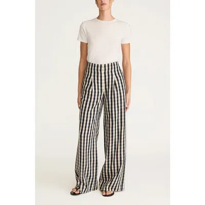 Rebecca Taylor Gingham Twill High Waist Trouser In Black Combo