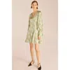 Rebecca Taylor Godet Dress In Arden Fern Linen Combo
