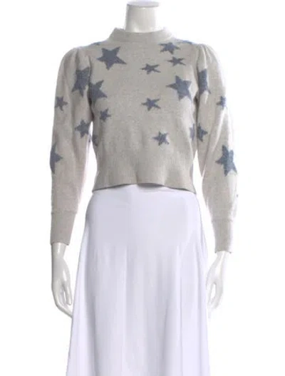 Pre-owned Rebecca Taylor Graphic Print Mock Neck Sweater In Gray