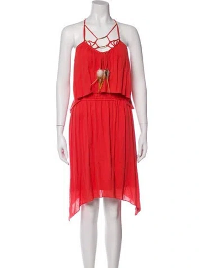 Pre-owned Rebecca Taylor Halterneck Midi Length Dress In Orange