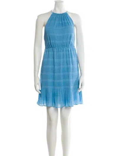 Pre-owned Rebecca Taylor Halterneck Mini Dress In Blue