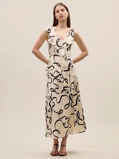 Rebecca Taylor Hollis Satin Ribbon Dress In Neutral