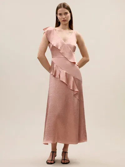 Rebecca Taylor Hollis Satin Dress In Red