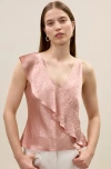 Rebecca Taylor Hollis Satin Tank In Rouge In Pink