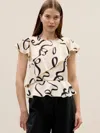 Rebecca Taylor Hollis Satin Top In Ribbon Print