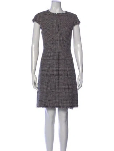 Pre-owned Rebecca Taylor Houndstooth Print Knee-length Dress In Purple