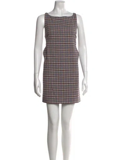 Pre-owned Rebecca Taylor Houndstooth Print Mini Dress W/ Tags In Burgundy