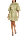 REBECCA TAYLOR INTAGLIO ROSE SMOCKED DRESS IN LIMEAIDE