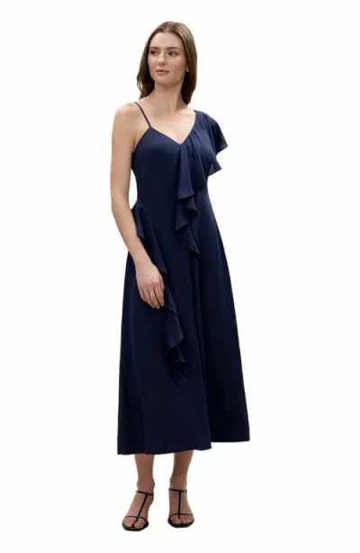 Rebecca Taylor Irie Silky Dress In Navy