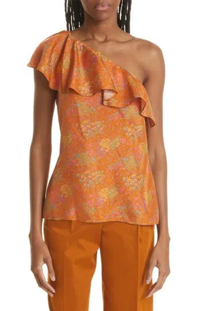 REBECCA TAYLOR REBECCA TAYLOR ISABELLE RUFFLE ONE-SHOULDER SILK TOP