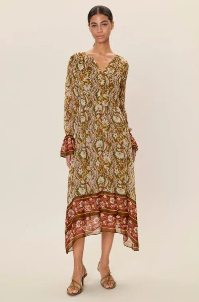 Rebecca Taylor Isha Long  Sleeve Dress In Multi