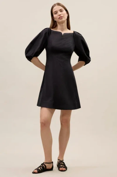 Rebecca Taylor Isla Poplin Mini Dress In Black