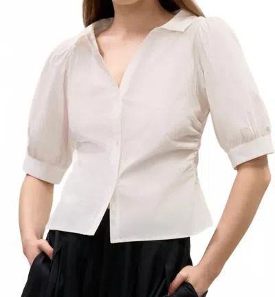 Rebecca Taylor Isla Poplin Shirt In Milk In White