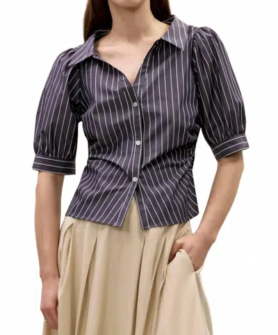 REBECCA TAYLOR ISLA POPLIN SHIRT IN NAVY STRIPE