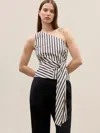 Rebecca Taylor Isla Stripe Poplin Top In Brown