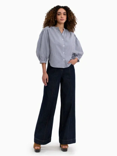 Rebecca Taylor Joselene Poplin Blouse In Blue