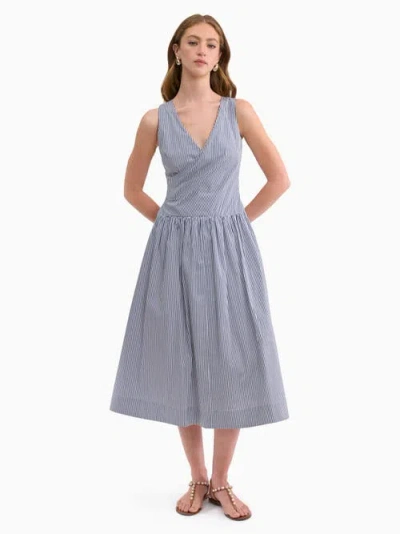 Rebecca Taylor Joselene Poplin Wrap Dress In Blue