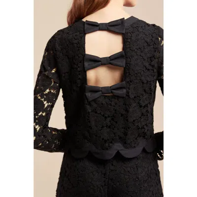 Rebecca Taylor Lace Bow Top In Black