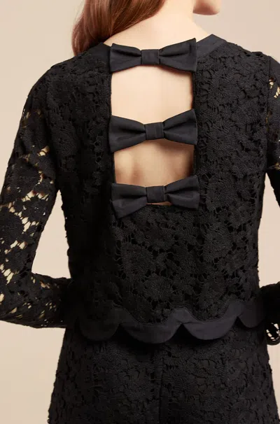 Rebecca Taylor Lace Bow Top In Black