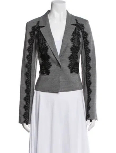 Pre-owned Rebecca Taylor Lace Pattern Blazer In Gray