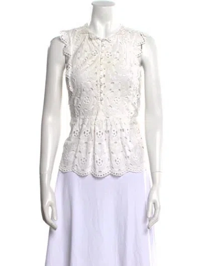 Pre-owned Rebecca Taylor Lace Pattern Crew Neck Blouse W/ Tags In Neutral