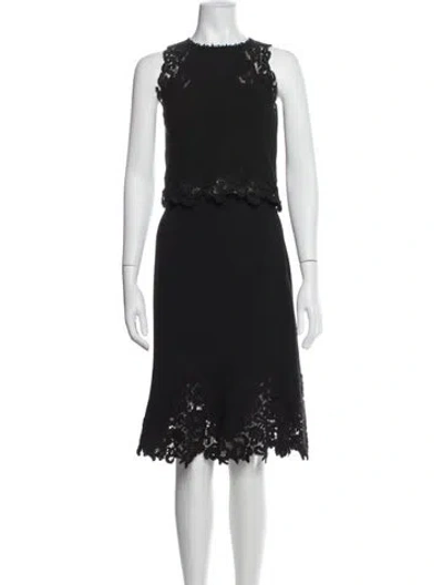 Pre-owned Rebecca Taylor Lace Pattern Lace Trim Embellishment Skirt Set In Black