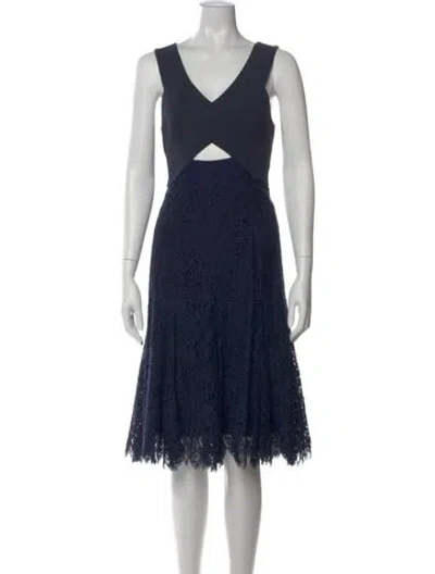 Pre-owned Rebecca Taylor Lace Pattern Midi Length Dress In Blue