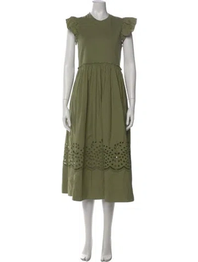 Pre-owned Rebecca Taylor Lace Pattern Midi Length Dress In Green