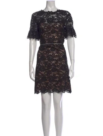 Pre-owned Rebecca Taylor Lace Pattern Mini Dress In Black