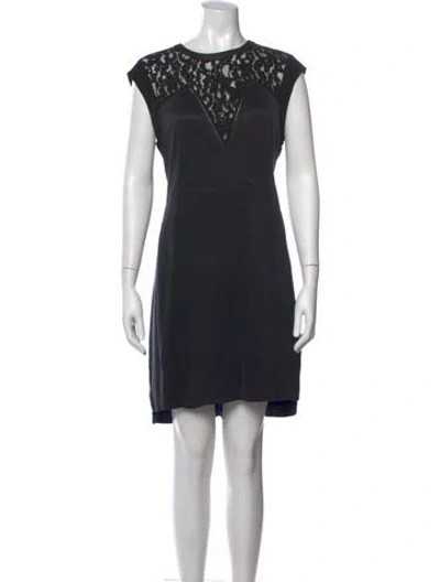 Pre-owned Rebecca Taylor Lace Pattern Mini Dress In Black