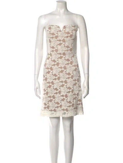Pre-owned Rebecca Taylor Lace Pattern Mini Dress In Neutral