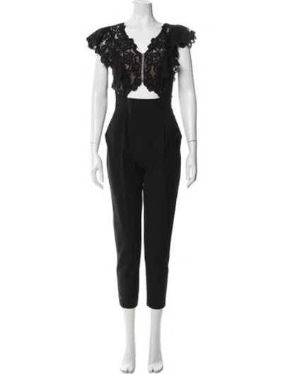 Pre-owned Rebecca Taylor Lace Pattern V-neck Jumpsuit In Multi