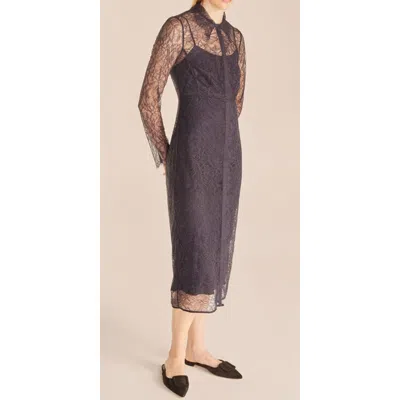 Rebecca Taylor Lace Shirt Dress In Navy