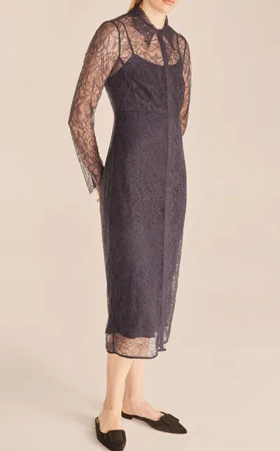 Rebecca Taylor Lace Shirtdress In Purple