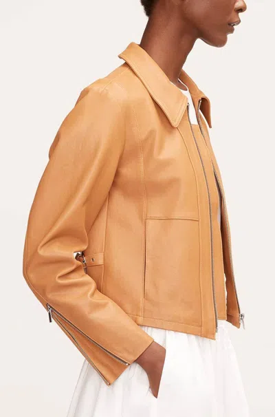 Rebecca Taylor Ladies Pebbled Leather Moto In Brown