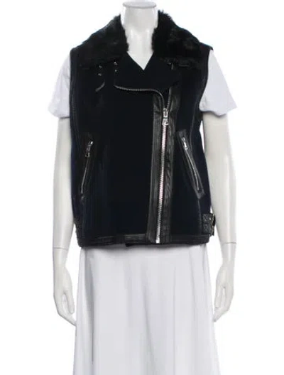 Pre-owned Rebecca Taylor Lamb Fur Vest In Black