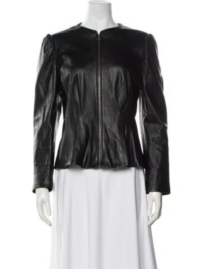 Pre-owned Rebecca Taylor Lamb Leather Biker Jacket In Black