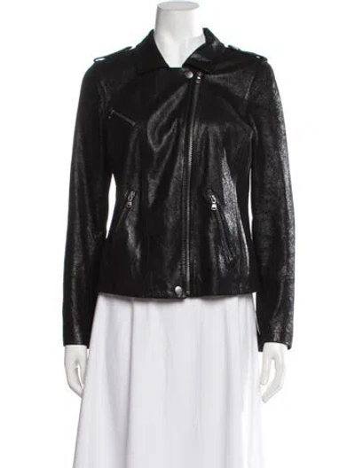 Pre-owned Rebecca Taylor Lamb Leather Biker Jacket In Black