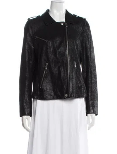Pre-owned Rebecca Taylor Lamb Leather Biker Jacket In Black/silver