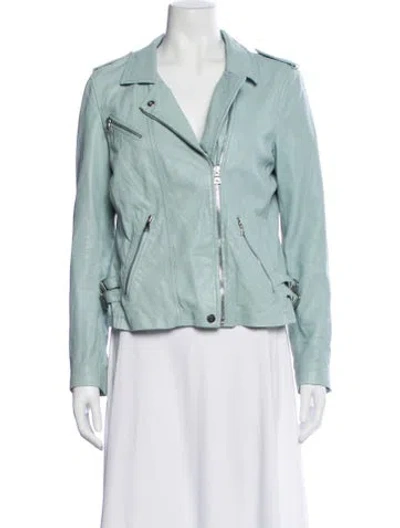 Pre-owned Rebecca Taylor Lamb Leather Biker Jacket In Blue