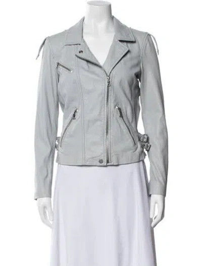 Pre-owned Rebecca Taylor Lamb Leather Biker Jacket In Blue