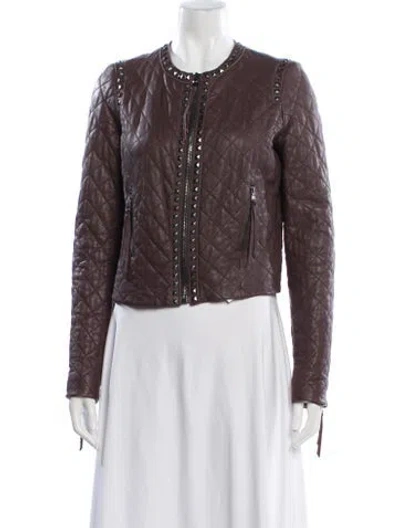 Pre-owned Rebecca Taylor Lamb Leather Biker Jacket In Brown
