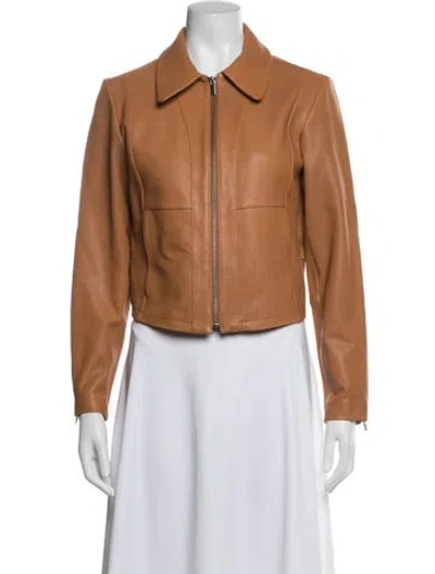 Pre-owned Rebecca Taylor Lamb Leather Biker Jacket In Brown