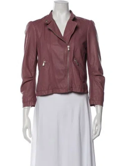 Pre-owned Rebecca Taylor Lamb Leather Biker Jacket In Burgundy